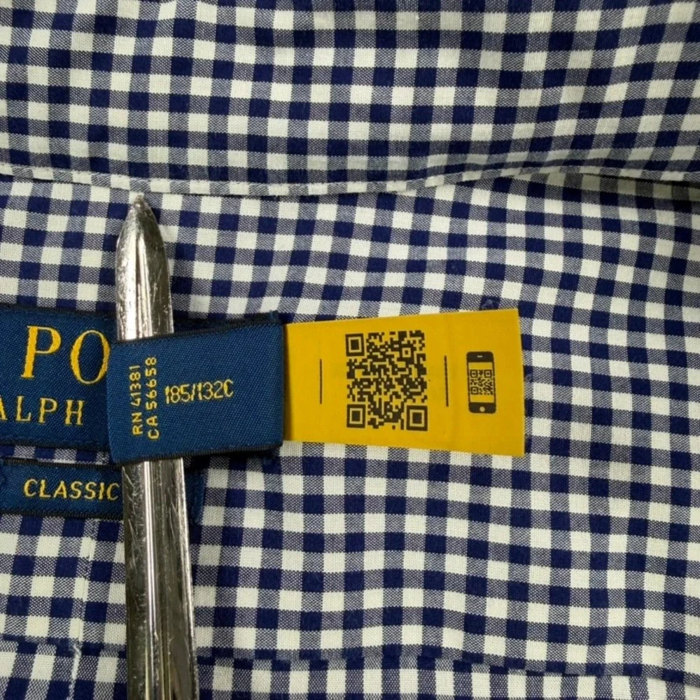 Polo Ralph Lauren Gingham Button Down Shirt Men 2XLT Tall Blue White Classic Fit